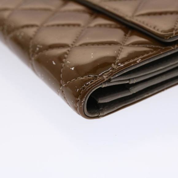 CHANEL Matelasse Wallet Patent Leather Brown CC Auth yk7893 - Picture 8 of 16